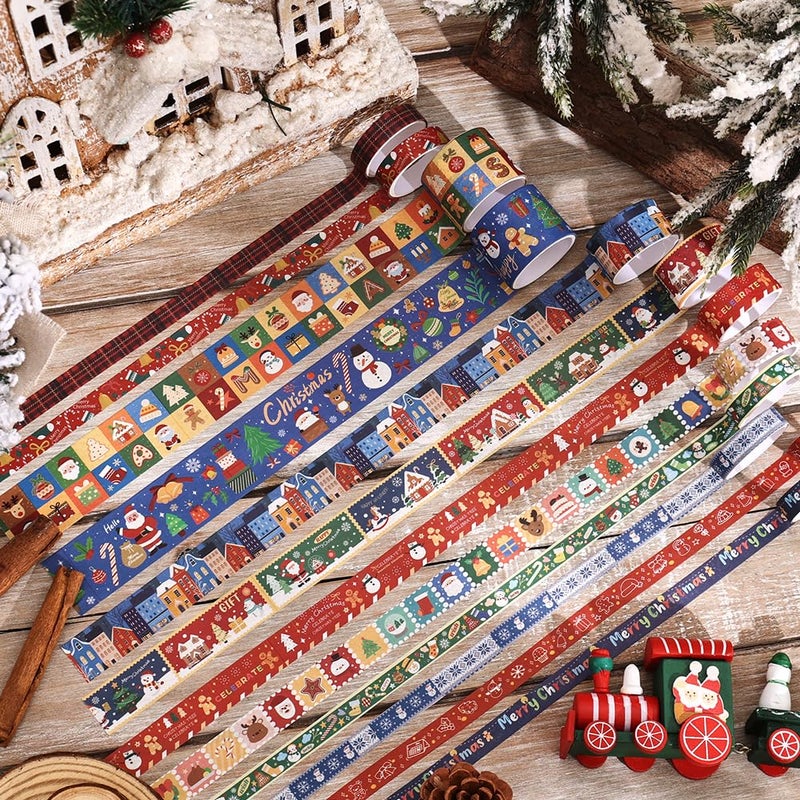 icceemee Christmas Theme Washi Tape Set, 12 Rolls Christmas Washi Tape Writable Decorative Tapes for Scrapbooking, Junk Journal Supplies, Bullet Journaling, 0.6"x79" per Roll - Image 5